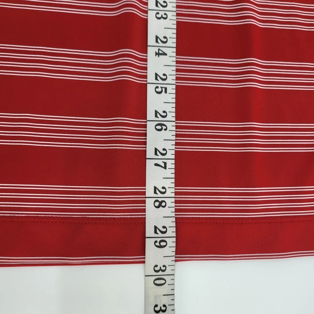 Nike Golf Dri Fit Performance Red White Stripe Polo Shirt Mens Large‎